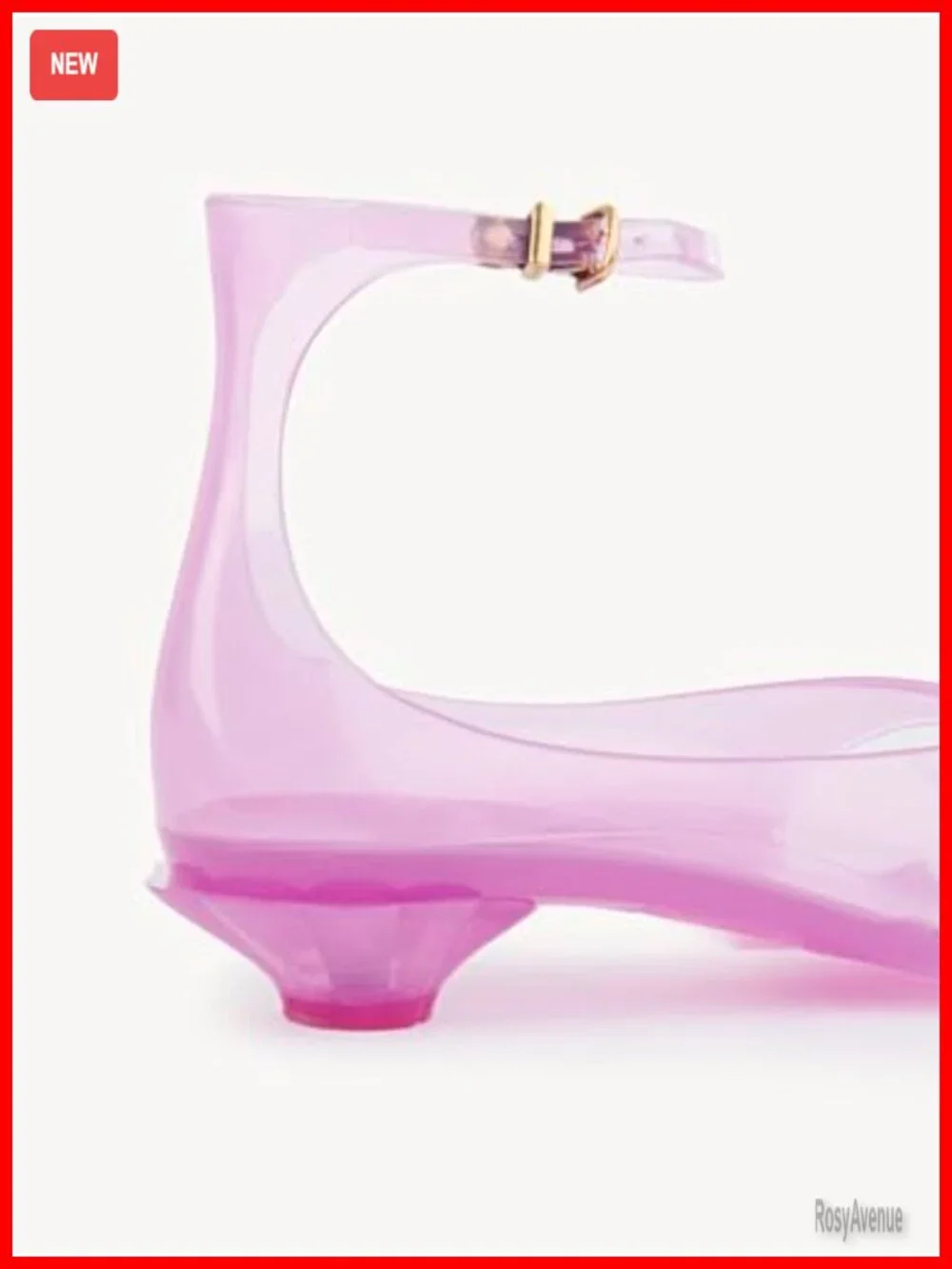 Clear Kitten Heel Square Toe Thong Sandals with Ankle Strap